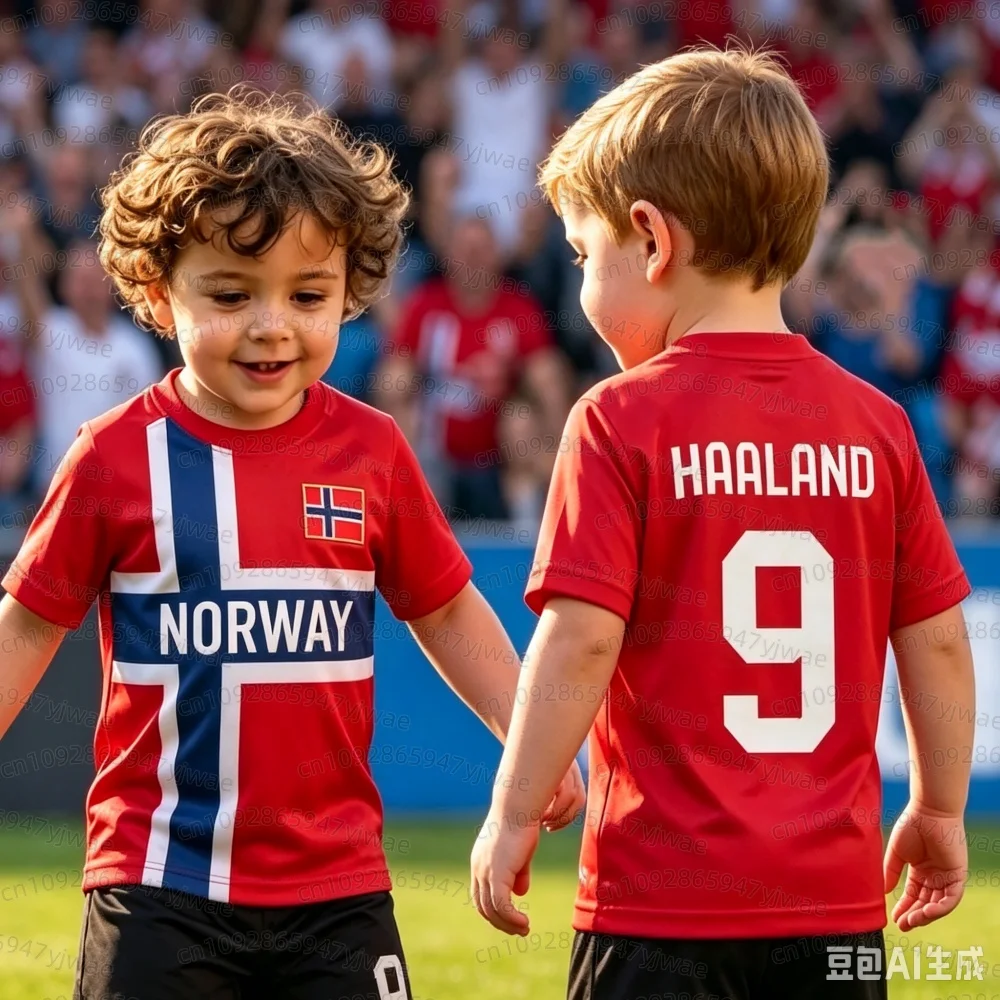 26 Sommer Jungen Mädchen HAALAND Nr. 9 Fußballtrikot T-Shirt Damen Herren Norwegen Fußballfans Männer Frauen Kinder Kurzarm-T-Shirt – Detail 7