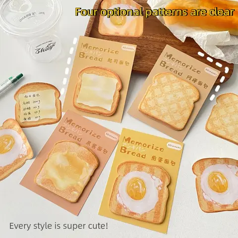 DIY Simulated Toast Bread Series Cute Paper Memo Pad Sticker Post Sticky Notes Notepad School Office Supplies Stationery