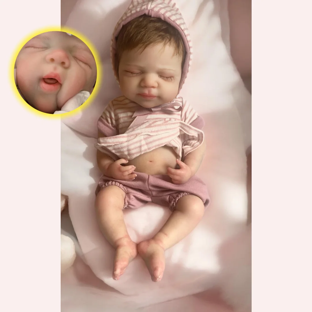 

Pascale 33cm Washable Full Body Silicone Bebe Reborn Girl Doll With Rooted Hair Open Mouth Soft Touch Lifelike Newborn Doll