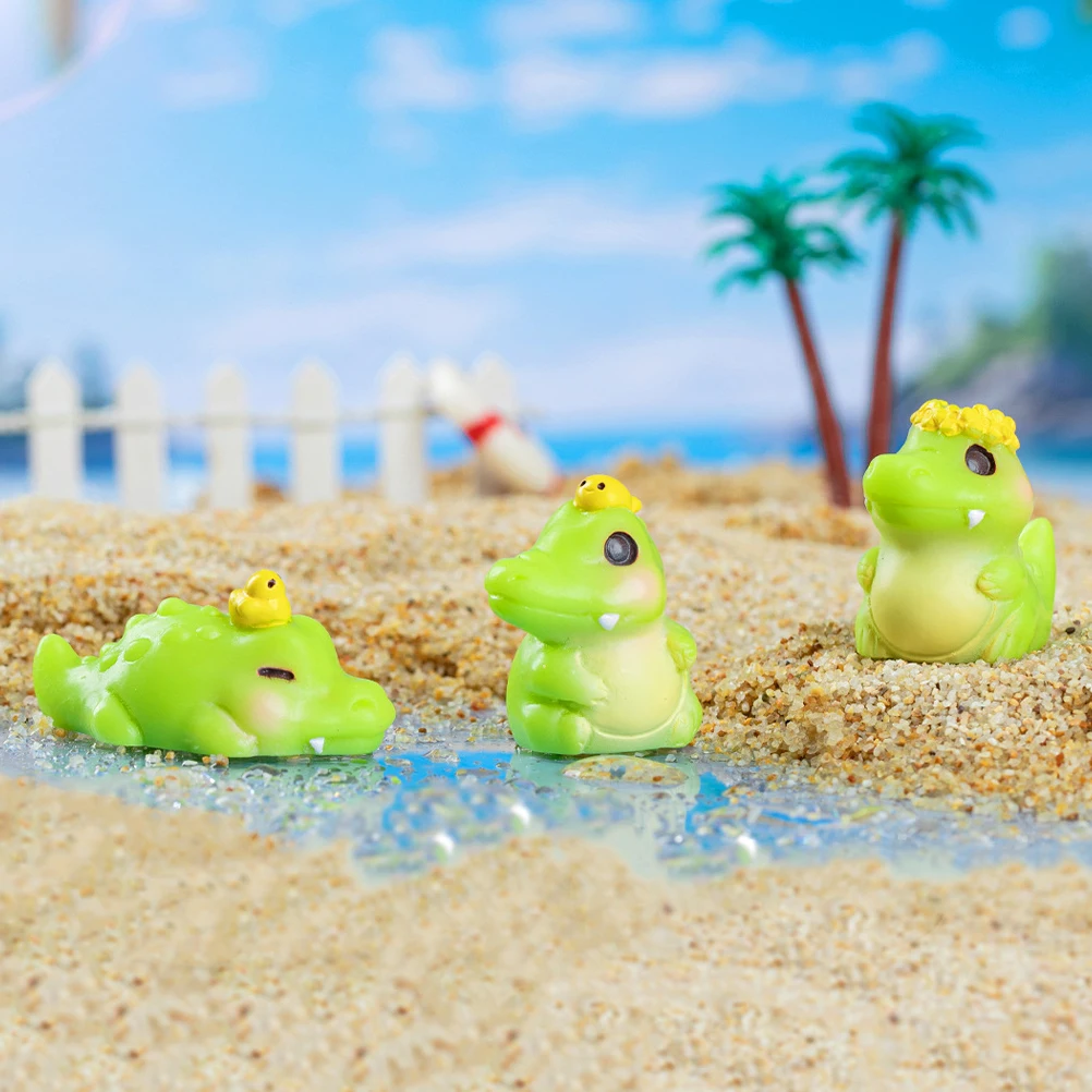 

6 Pcs Cartoon Bubble Alligator Mini Resin Statues Landscape Decoration Home Office Kids Room nament Small Animal
