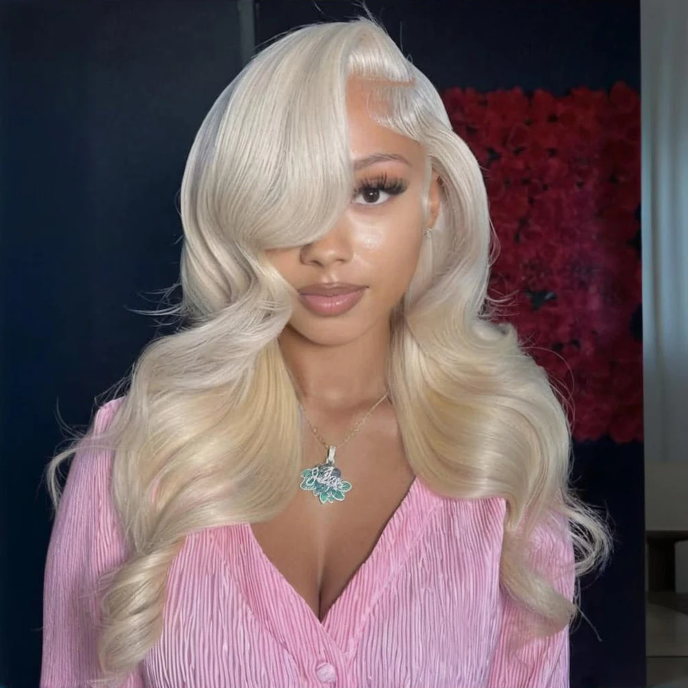 

613 Honey Blond 13x6 Lace Frontal Human Hair Wig Body Wave Pre Plucked Natural Hairline Glueless Human Hair Wigs 46 Inches