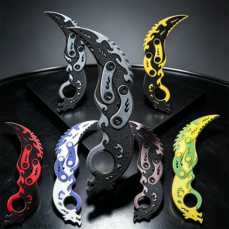 Schwerkraft-Faltklauenmesser, Karambit Fidget Toy, Stressabbau-Plastik-EDC-Dekompressionsspielzeug, Cosplay-Requisite