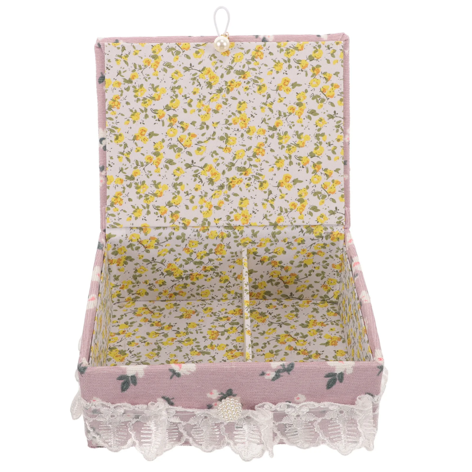 

Delicate Pattern Pin Storage Box Fabric Lidded Case for Sewing Needles Pins Buttons Beads Craft Supplies Organizer