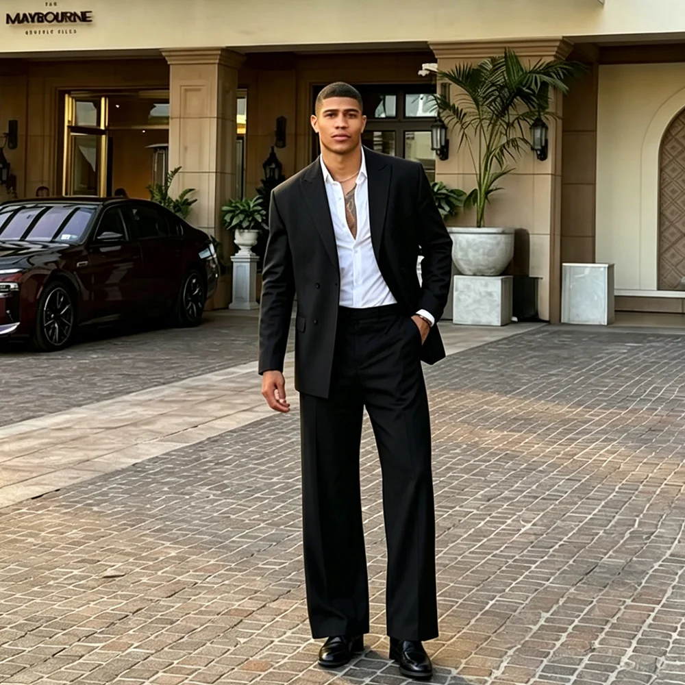 

Luxury Black Men's Suits 2 Pieces Jacket Pants Wedding Groom Tuxedo Male Fashion Trousers Formal Blazer Set Trajes Para Hombre
