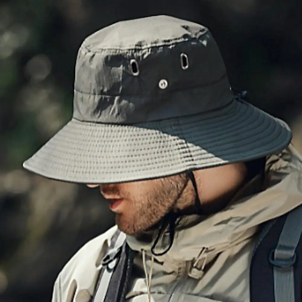 Summer Wide Large Brim Men Fisherman Hat Waterproof UV Sun cap Hiking Fishing Climbing Oversized Safari Bucket Hats