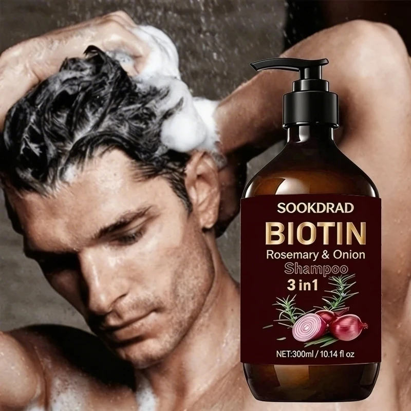 

Biotin Rosemary Onion Shampoo, 3-in-1 Nourishing Scalp Care Strengthening Hair, 300ml