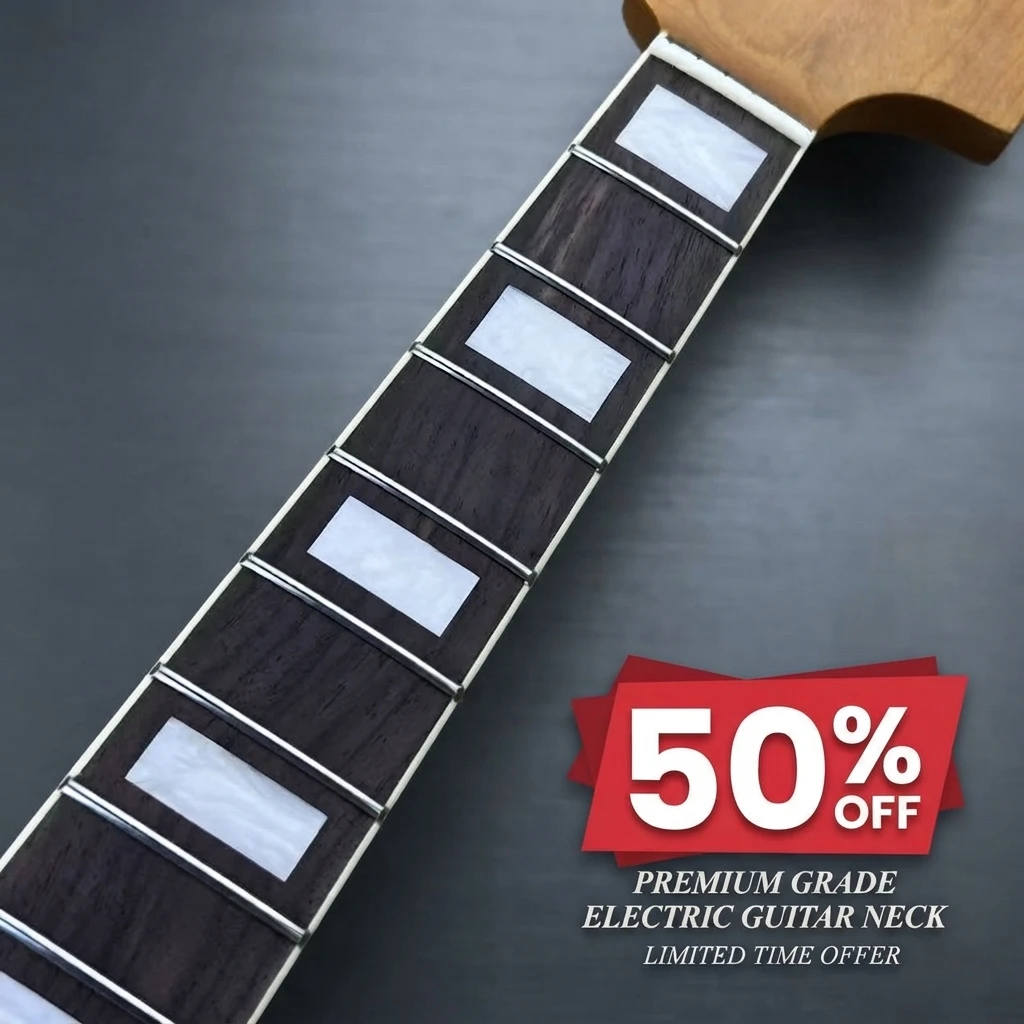 Heat Roasted Maple Jaguar Neck, 22F Fine Wrapped Edge Craft, 610 Fretboard Radius, High Playability Custom Guitar Building Parts
