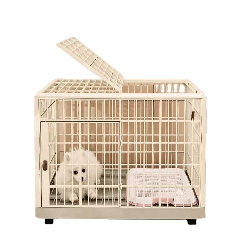 

Small Household Sunroof Pet Kennel Movable Swivel Wheel Resin Lock Buckle Easy To Install Plastic Dog Cage