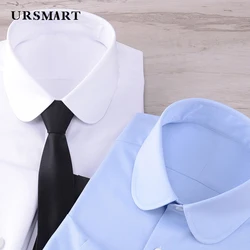 Classic Eton Collar Rounded Neck Men's Long sleeved Shirt 100% Cotton Regular Cuff White Customized Shirt for Men