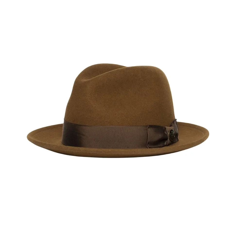 Wool Fedora Hat with Bow Women Men Ladies Elegant Fedoras Wide Brim Jazz Felt Hat Vintage Bucket Panama Autumn Winter Cap NZ357