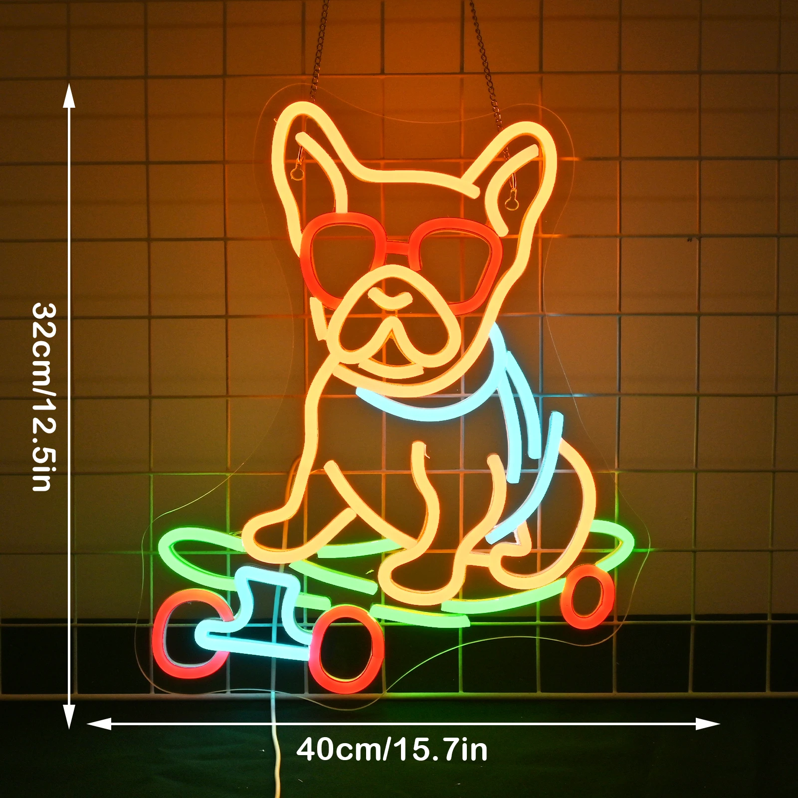 Skateboard Dog Neon Sign Room Art Neon Lights For Kid\'s Room Decoration Pet Shop Dog Club Dimmable Wall Decor Lamp USB Powered