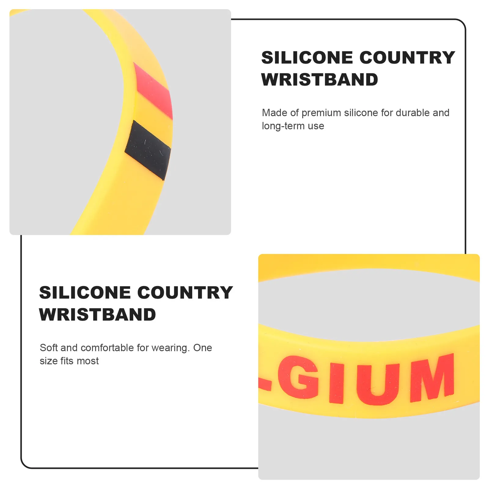 Silicone Country Bracelet for Sports Fans Soft Elastic Wristband Ideal for Football Games International Competitions Belgium