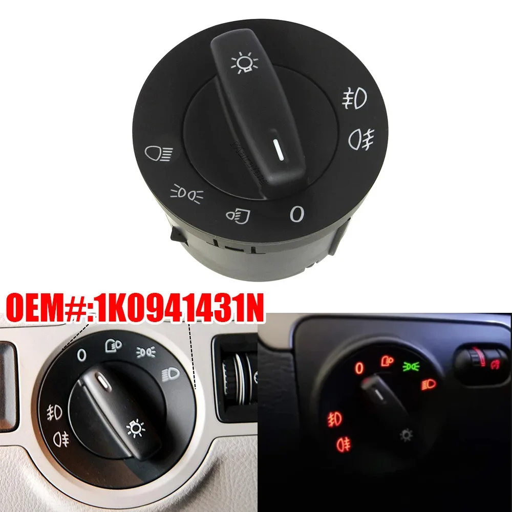 Headlight Light Switch Fog Lamp Knob Control Switch Fits For Vw Caddy Passat Jetta Touran Golf Mk5 1k0941431n Car Accessories