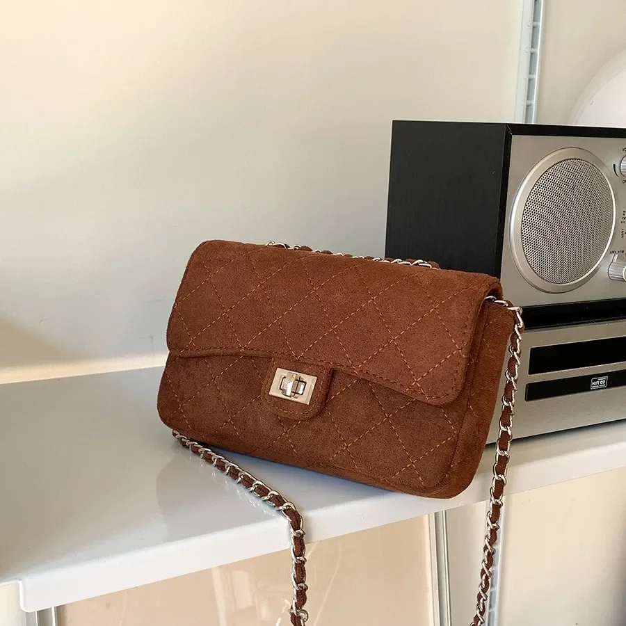 mini bag autumn and winter new small square bag clamshell niche diamond chain women bag image 2
