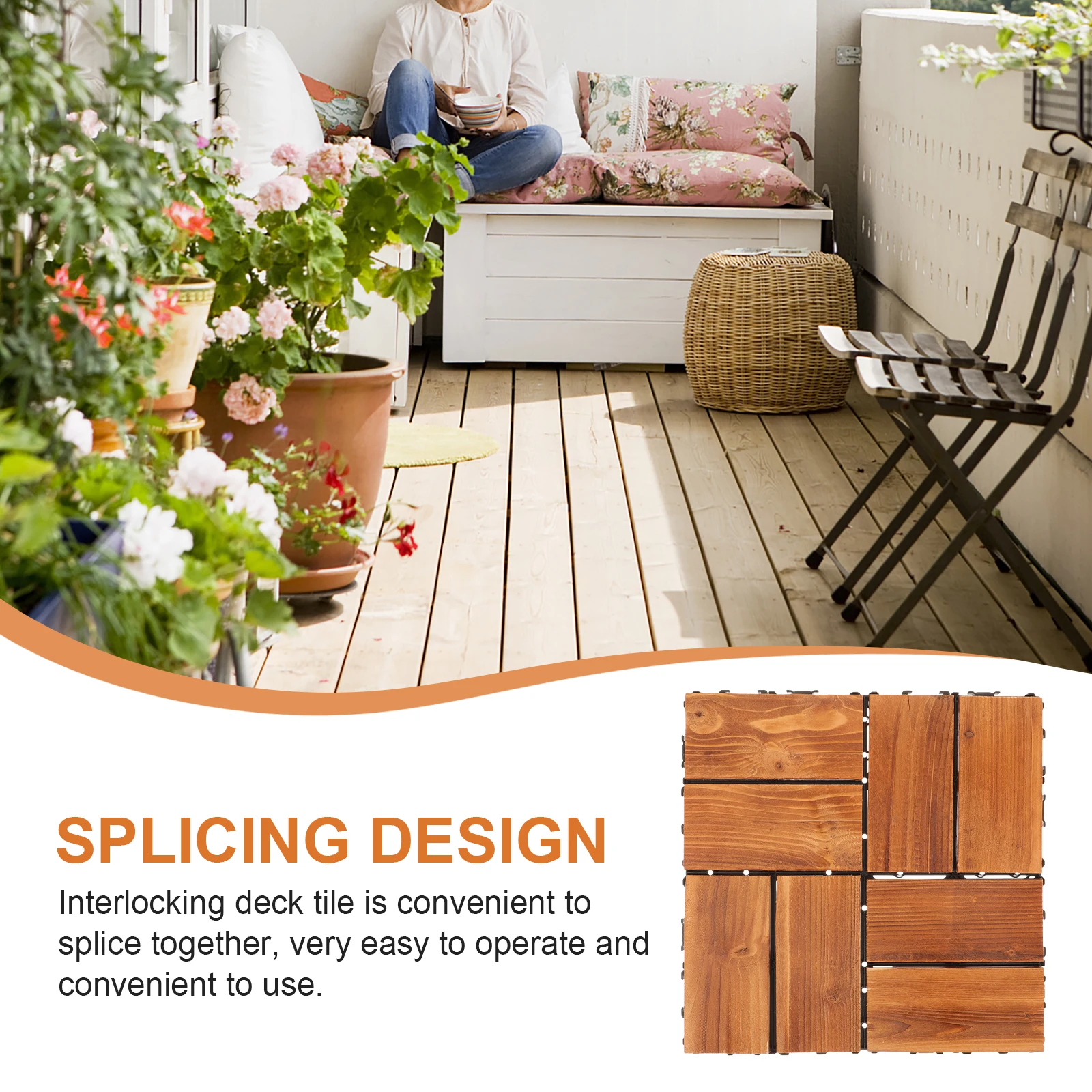 

Interlocking Outdoor Flooring Tiles Wood Plastic Deck Balcony Floor Covering For Patio Garden Pathway All Weather Patio