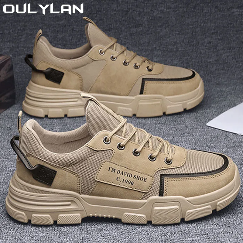 Oulylan Men's Casual Sneakers on-Slip LaceUp Men Shoes Fashion Quality Comfortable Male Casual Shoes Board Shoes Breathable