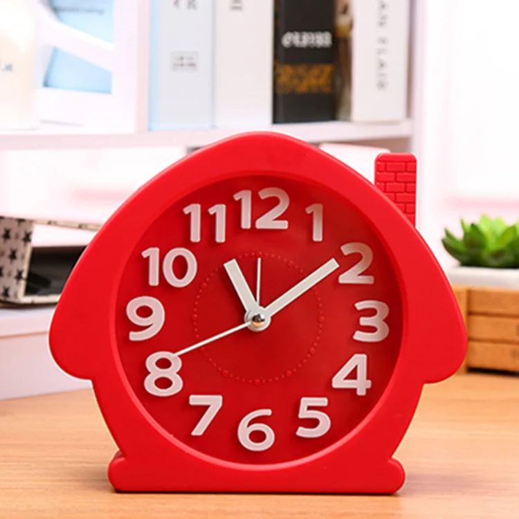 

Home Decor Creative student three-dimensional alarm clock cartoon house shape bedroom living room ornament small alarm clock