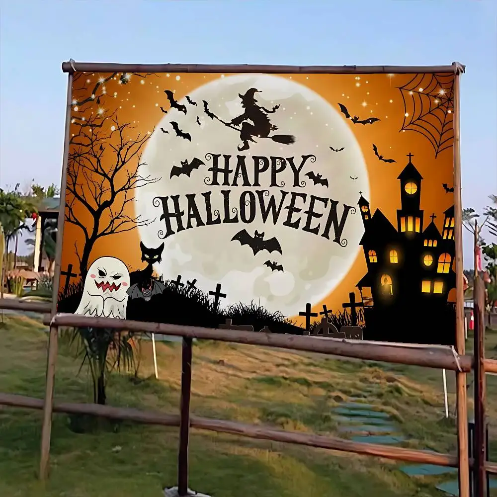 Horror Art Halloween Pumpkins Witches Retro Flags Multiple Choice Living Studio Booth Interior Decoration Banner