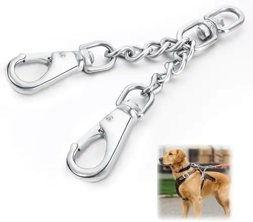 

Safe Leash & Collar Set for Dogs – Dual Clasp, Stainless Steel, No Pull Harness Connectors