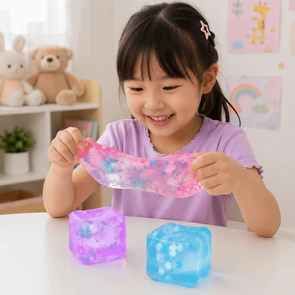 Cube Squeeze Slow Rising Ice Cube Squishy Slow Rebound Soft TPR Ice Cube Fidget Fun Square Sensory Fidget Reduce Anxiety