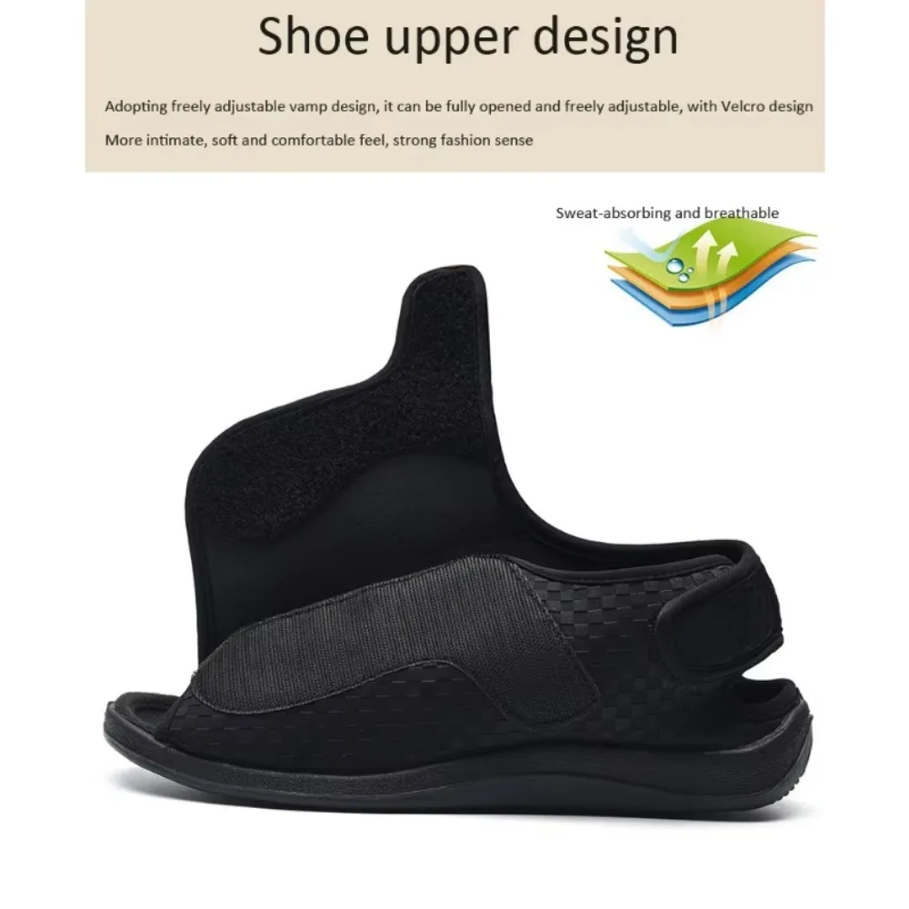 Open-toe Diabetic Widened Shoes Non-slip Soles Adjustabl Elderly Feet Swollen Fat Deformation Slippers Thumb Valgus Care Shoes