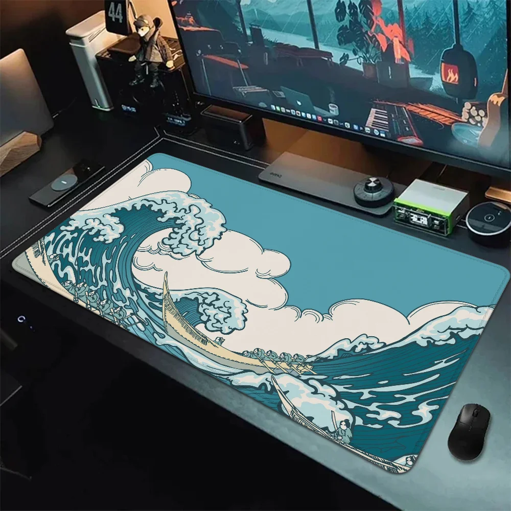 Japanese Waves Mousepad para Gamer, 900x400 PC Gaming Acessórios, Tapete de computador, XL Mouse Pad, 900x400, Desktops, Acessórios de mesa