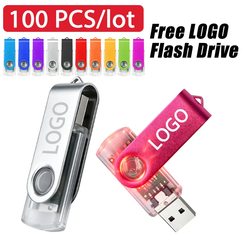 100pcs/lot Wholesale Price USB 2.0 Flash Drive 512MB 4GB 16GB USB Metal Pendrive 8GB 64GB Memory Stick Free Custom Logo Gifts