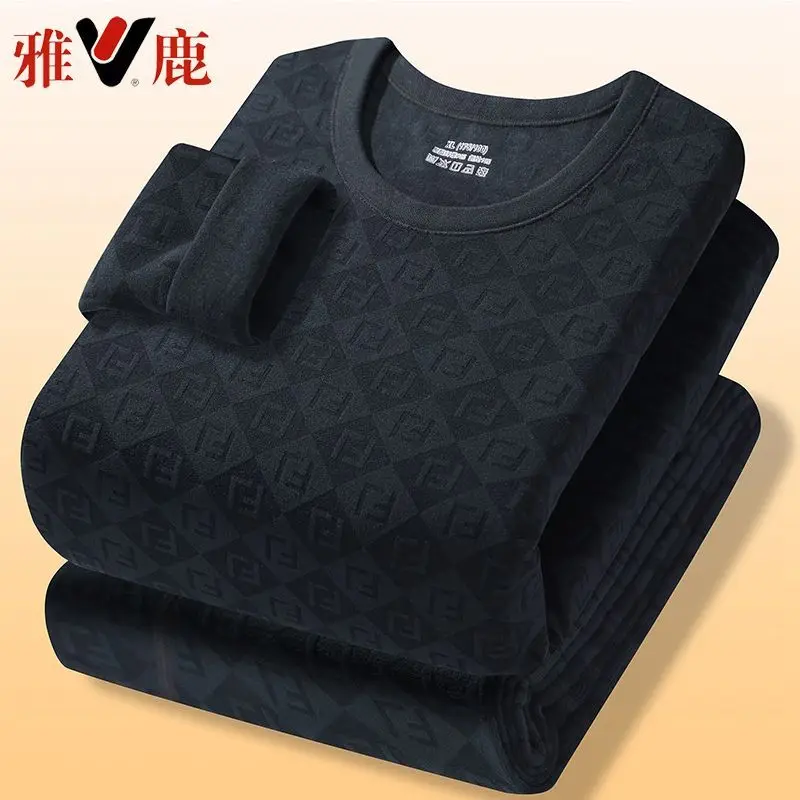 남성용 보온 내의 세트 가을 겨울 라운드넥 양면 열벨벳 방한 롱존스 이너웨어