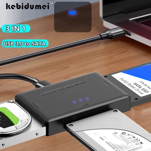 Cable convertidor adaptador de disco duro USB 3,0 a SATA IDE para 3,5 2,5 pulgadas HDD/SSD CD DVD ROM CD-RW 3 en 1 adaptador USB IDE SATA