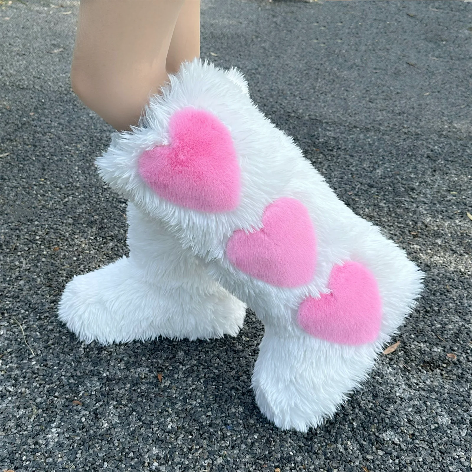 2024 Girls Winter Thigh High Fluffy Boots Ladies Furry Faux Fox Fur Long Warm Shoes Women New Designer Plush Knee High Fur Boots