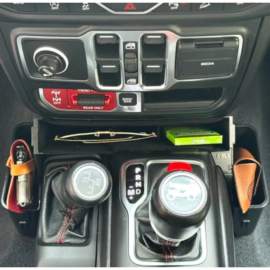 4 Hooks Center Console Organizer Gear Shift Tray 3 PCS All Lined for Jeep Wrangler JL JLU 4xe 2026 2025-2018 and Jeep Gladiator - view 4