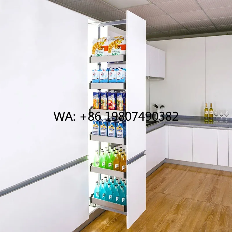 

Aluminum Alloy Built-In Cabinet, Modern Deep Pull Basket, Multifunctional Kitchen Storage, Compact Storage Solution