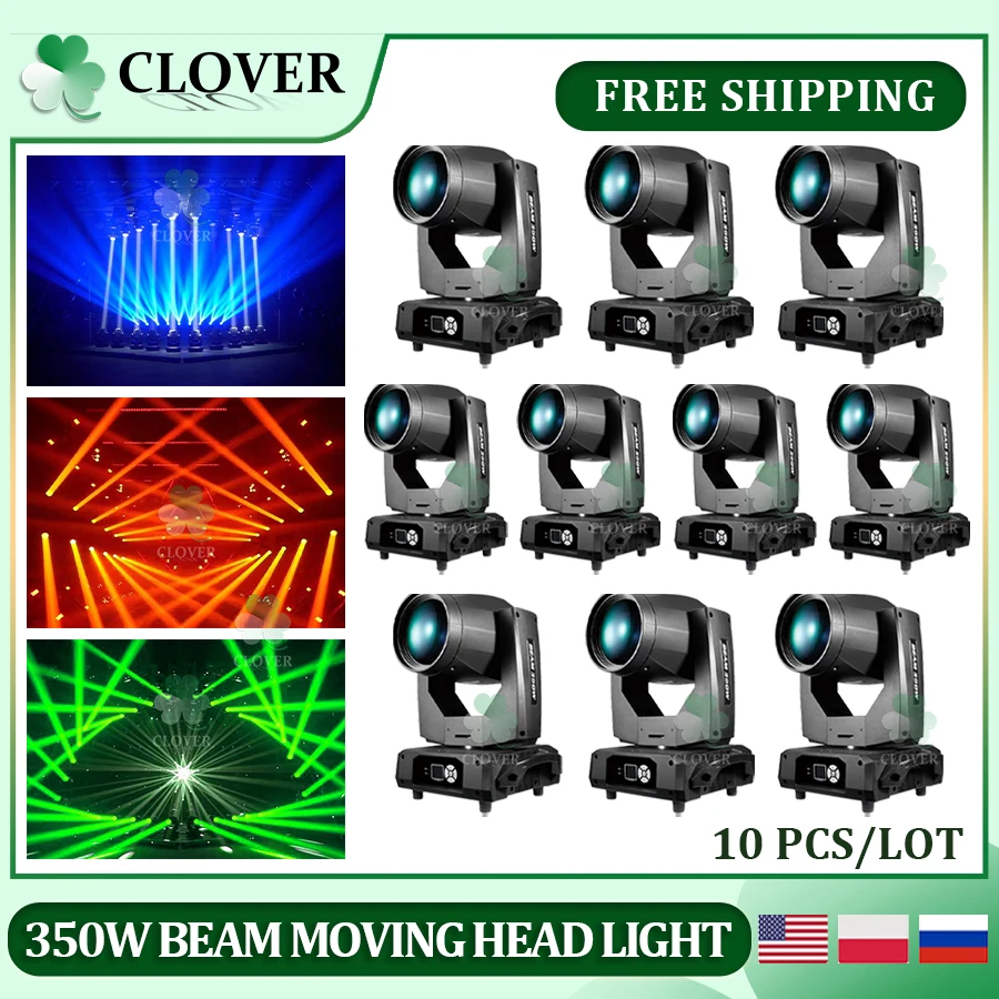 0 Tax 10PCS 350W Moving Head Beam Spot Stage Effect Lighting For Disco Night Club Wedding Decoration Christmas New Years Lights