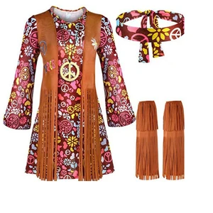 Indische Tassels Cosplay -Zoll Set für Frauen, Friedensliebe, Hippie, Weihnachten, Bühnenperformance, Halloween, Dressing, Partykleidung 10 Hauptverkauf Fantasy India Sexy Frau - №4