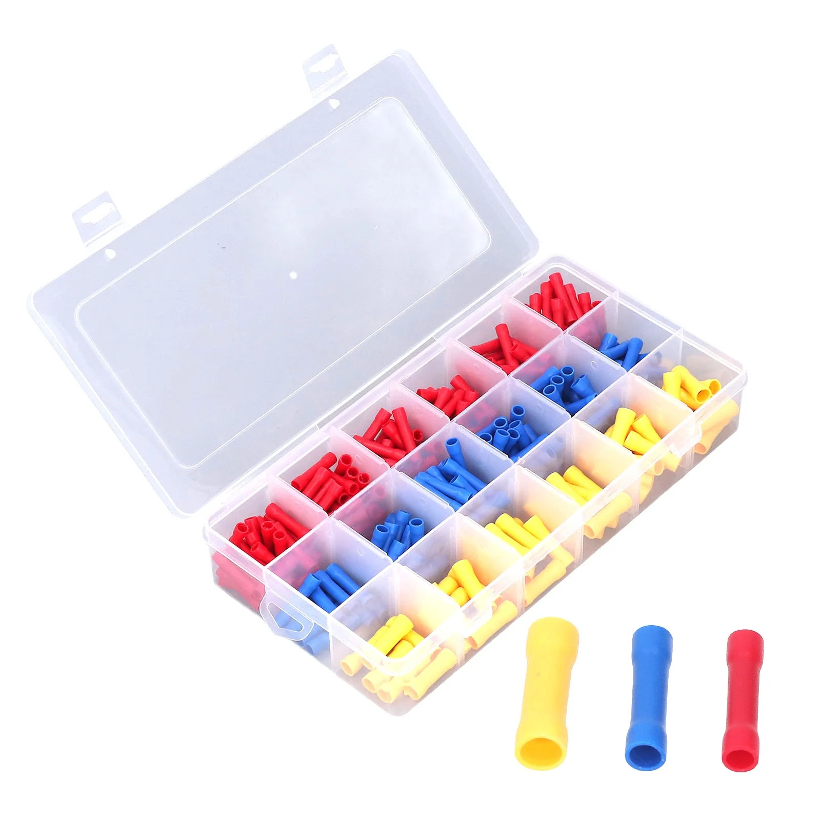 300Pcs Crimp Terminal Butt Connectors Brass PVC Corrosion Proof Robust Insulated Wire Terminal