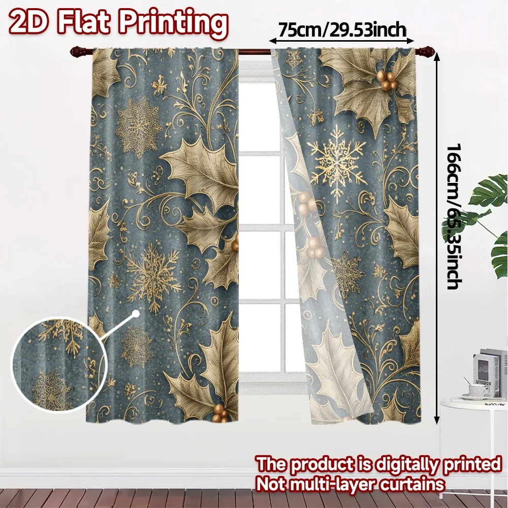 2D Flat Printing,JIT 2pcs, Curtains (Without Rod) FestiveSnowmen Chic Contemporary Curtains Versatile Durable Polyester Curtains