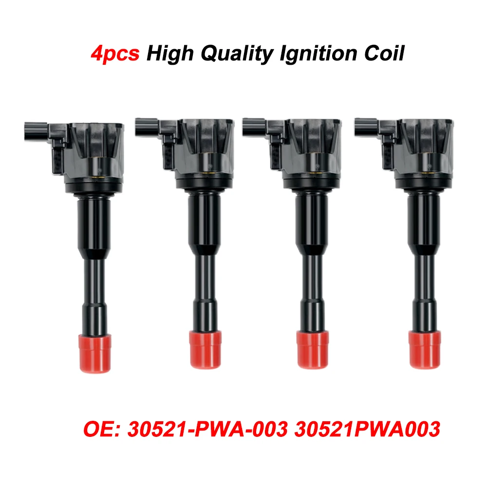 4pcs New 30521-PWA-003 High Quality Ignition Coil For Honda Civic 1.3L UF374 30521PWA003