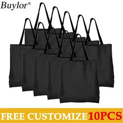 Buylor 10PCS Custom Tote Bag With Your Logo Personalized Bag Women DIY Your Print Original Design Custom Name Gift Shopper Bags