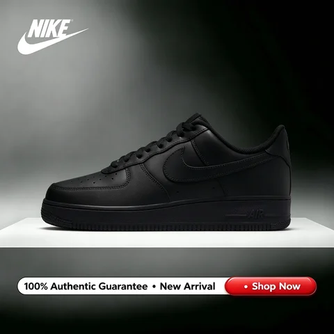 Nike Air Force 1 07 Black White Low Retro Casual Slip-Resistant Lightweight Low-Top Sneakers Unisex Black