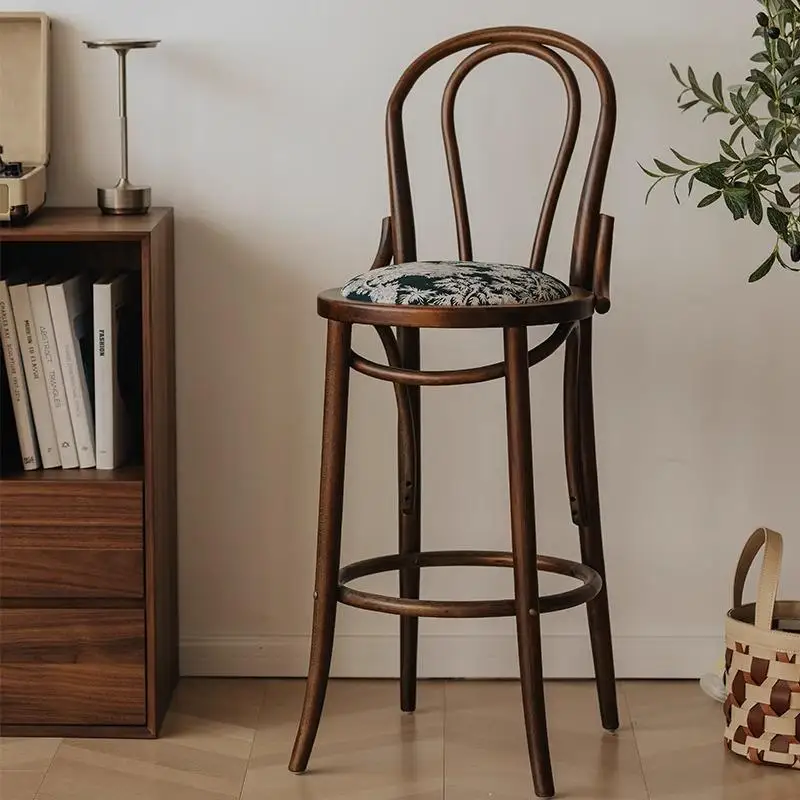 

Эргономичные барные стулья из массива дерева в скандинавском ретро-стиле, уникальные модные барные стулья в индустриальном стиле для взрослых, мягкие, для ресторанов, мебель для дома