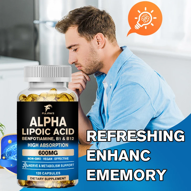 Buy 1 Get 1 Free! Fulimiks Alpha Lipoic Acid Capsules, with Vitamin B1, for Nerve Health Brain Function, Support Heart Health