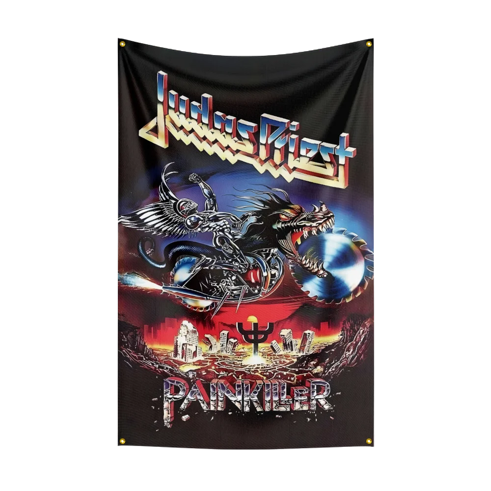 3x5 Ft J-Judas P-Priest Heavy Rock Band Flag Polyester Digital Printing Banner for Bedroom Wall Art Out Door Tapestry Decoration