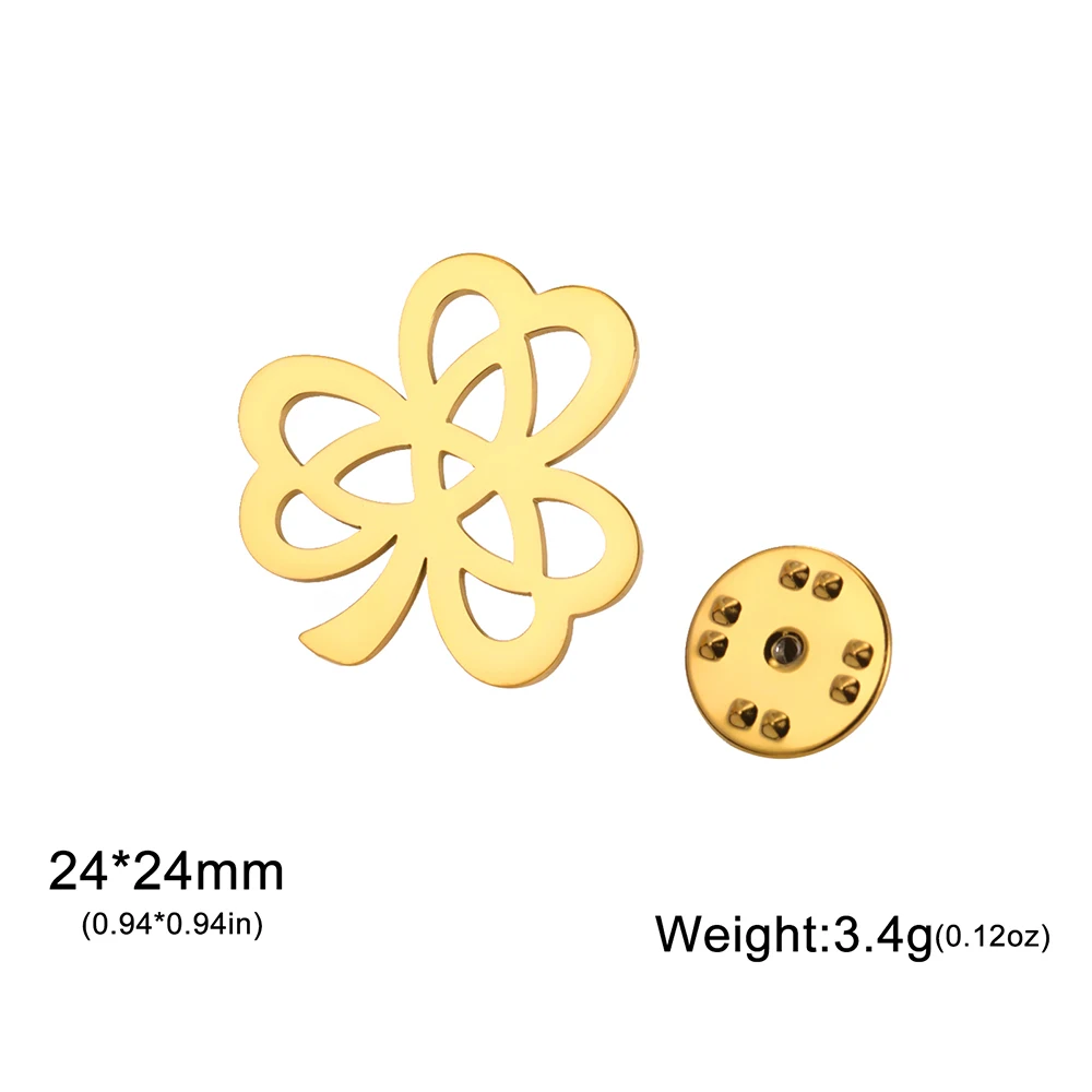 Dawapara Shamrocks Clover Brooch Pins Trinity Knot Irish Good Luck Symbol St Patricks Day Stainless Steel Jewelry - view 4