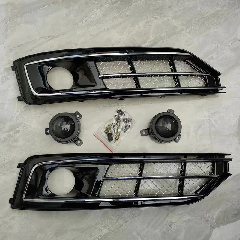 Audi A8L modified W12 mesh 14 15 16 17 model A8 D4PA upgraded front bumper grille fog light frame insect proof