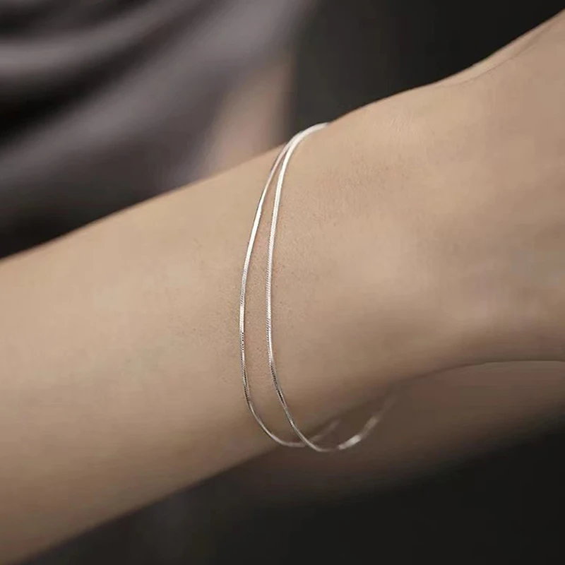 

Simple Classic Couples Bracelets For Men Women Thin Snake Bone Chain Hip-Hop Trendy Bracelet Party Jewelry Accessories Gifts