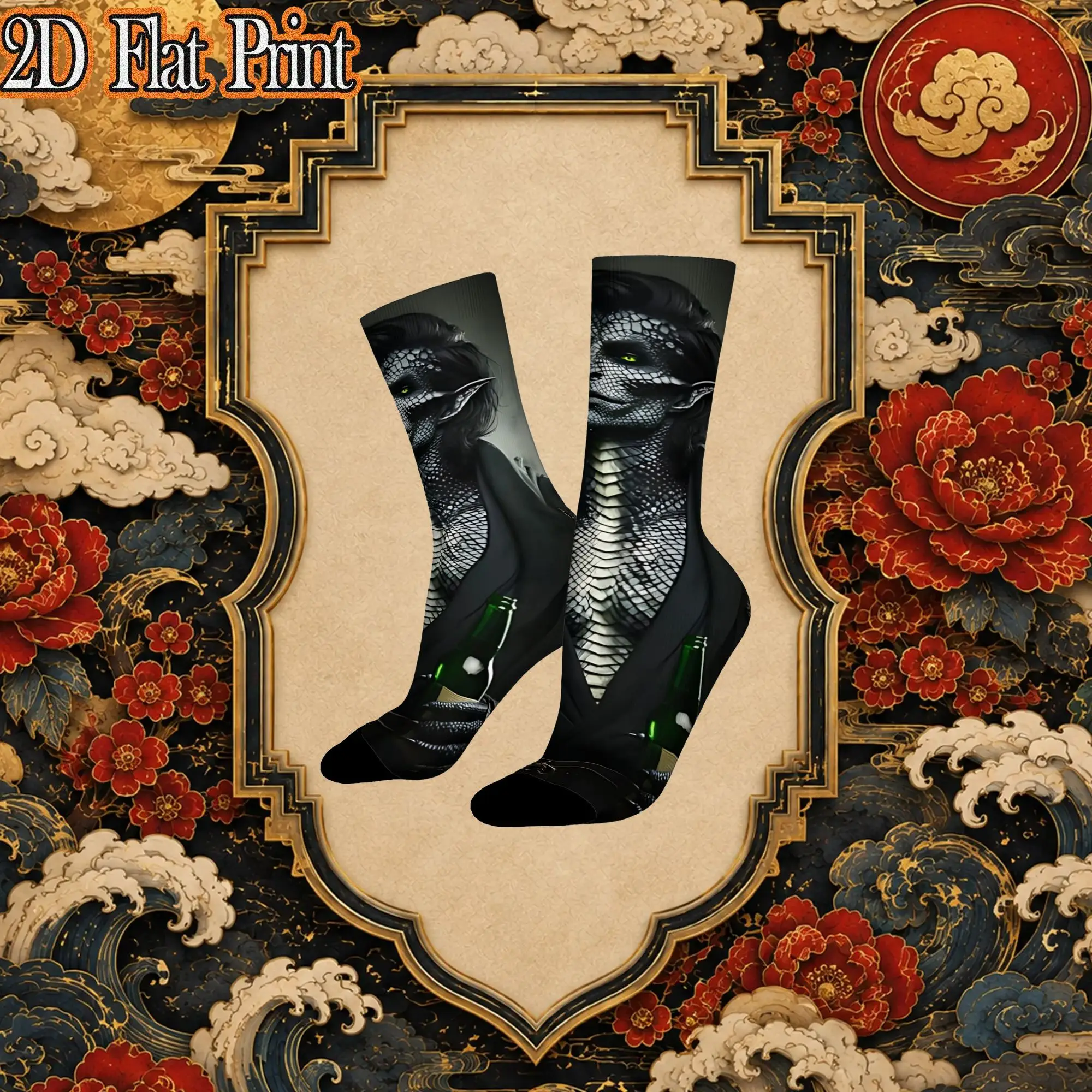 Dark Skeleton Rogue Graphic Vintage Primal Hunter Hip Hop Novelty Casual Mid Tube Creative Sock Sports Socks