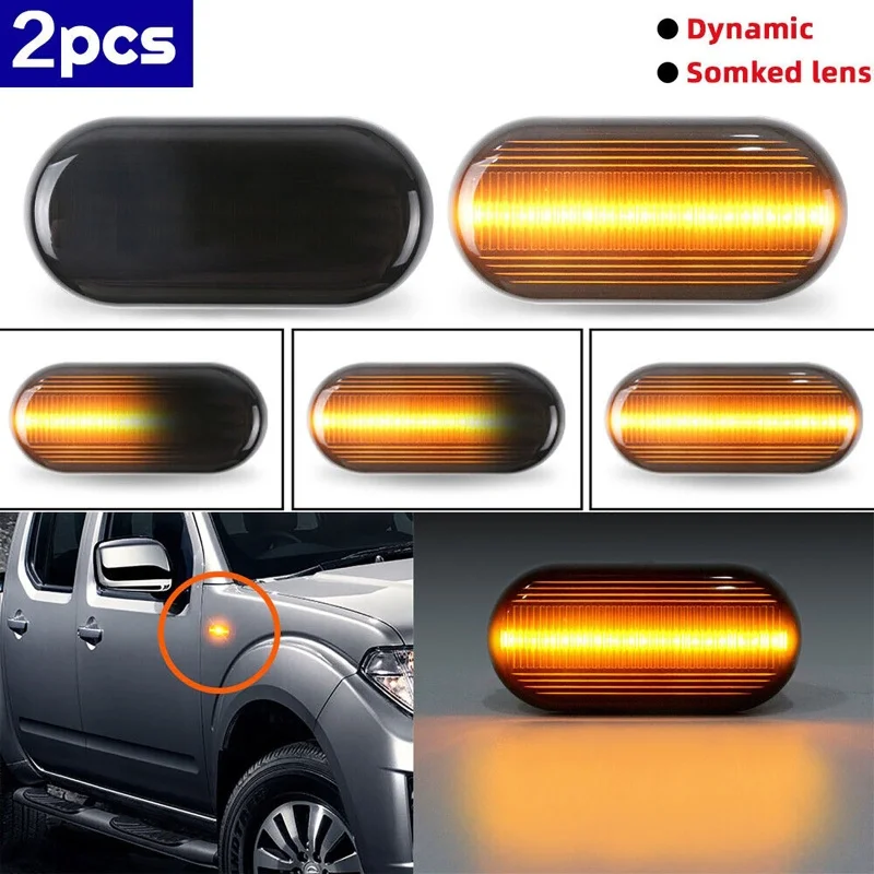 2pc LED Side Turn Signal Light Dynamic Sequential LED Side Marker Lights for Nissan 350Z Pathfinder Navara D40 Pickup