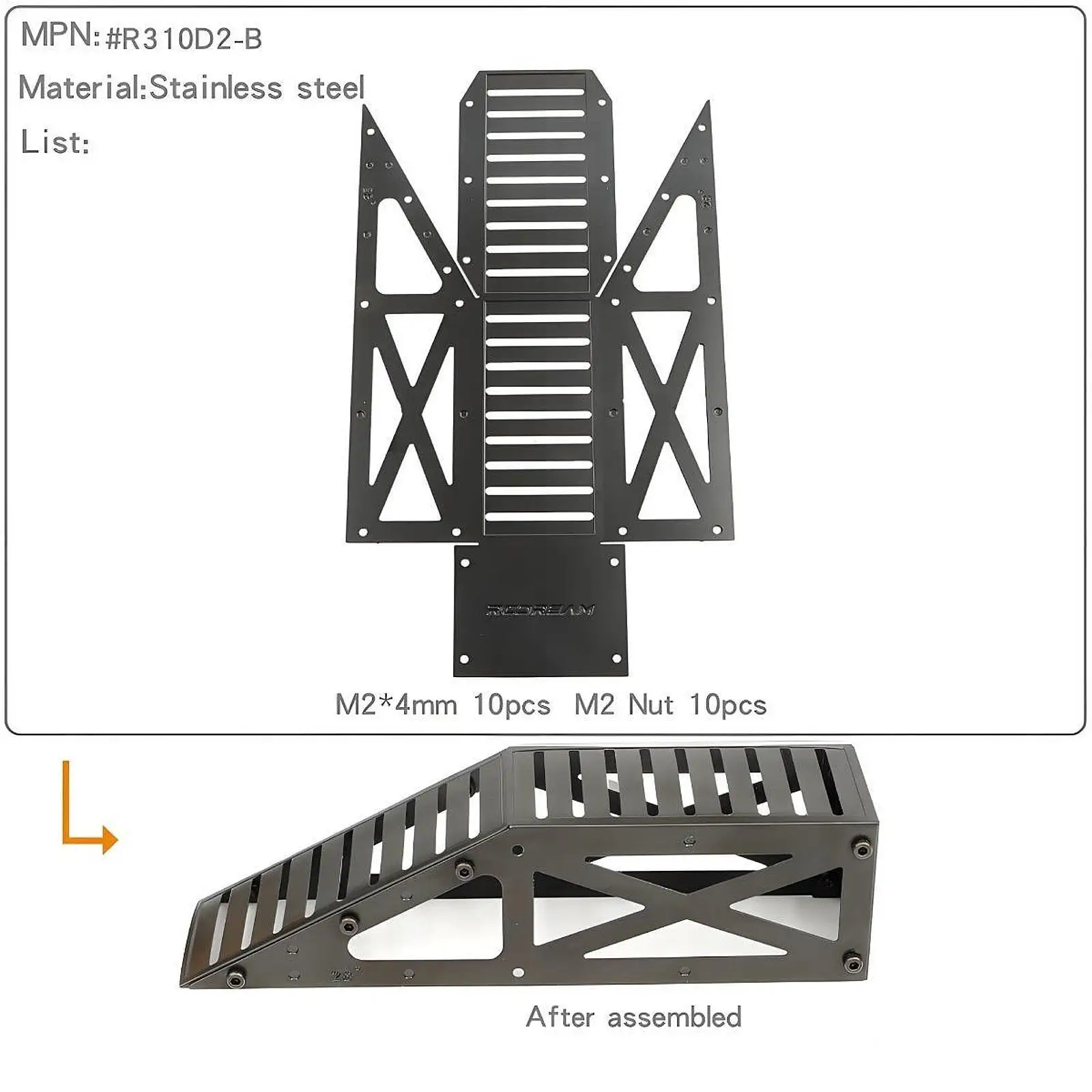 

Toy Car Obstacle Bridge Stainless Steel RC Car Ramp Single Side Accessory for 1 12 1 18 Climbing Scene