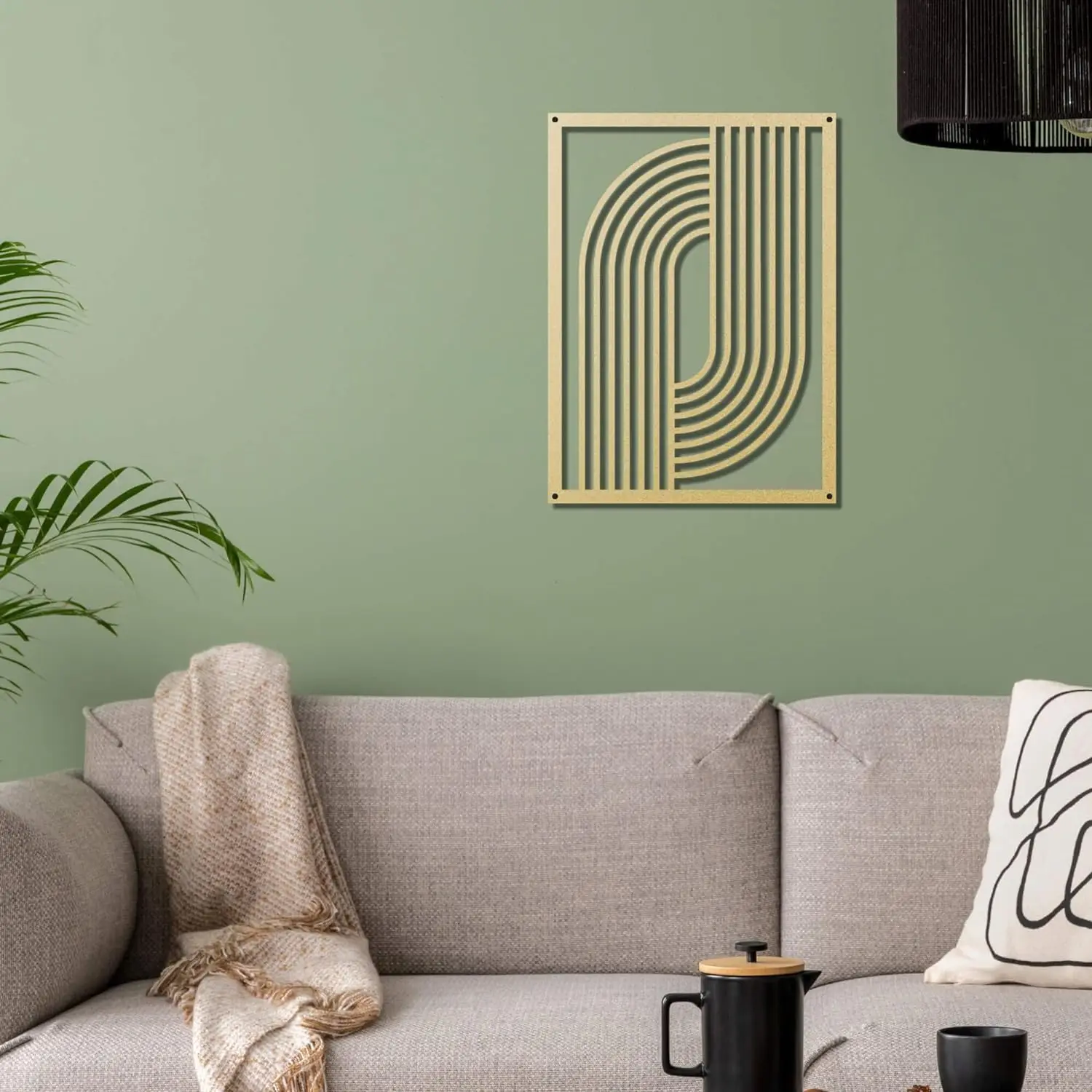 

Home Decor Gold Metal Wall Art, Mid Century Geometric Abstract Wall Hanging Decor for Living Room, Bedroom, Kitchen