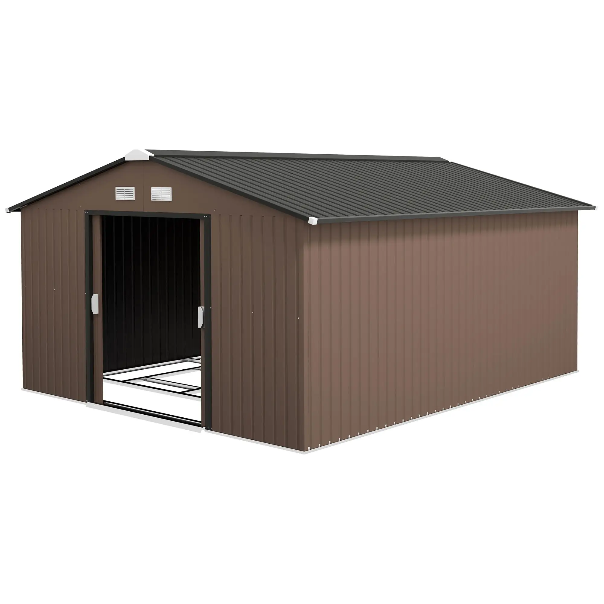 

For Outsunny Metal Garden Shed Brown Storage Utility Double Locking Doors for Bike Yard Tools